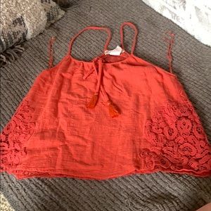 Flying tomato Coral lace in the back crop top